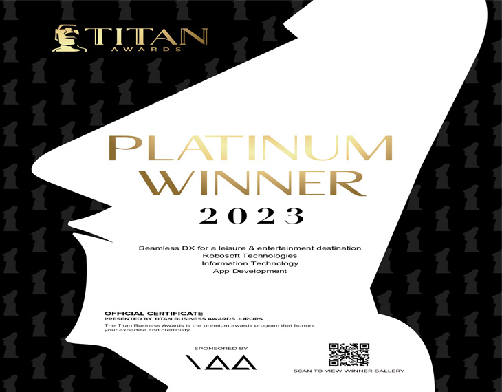 Robosoft Technologies is excited to announce the prestigious Platinum Award at the TITAN Awards!