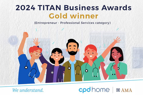 AMA CPD Home, has been awarded the 2024 Titan Business Gold Award within the Entrepreneur - Professional Services category! 